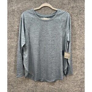 Eddie Bauer Resolution Tunic Tee Top Womens Large Blue Long Sleeve Wicking NEW